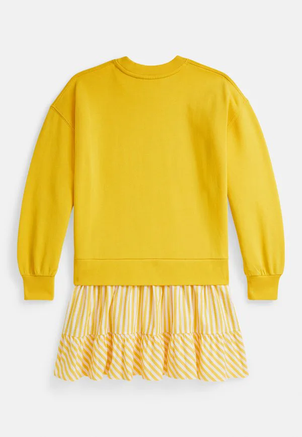 Платье из флиса с полосатой юбкой и петлевой изнанкой 714y дневное платье Polo Ralph Lauren, Racing Yellow — фото 2