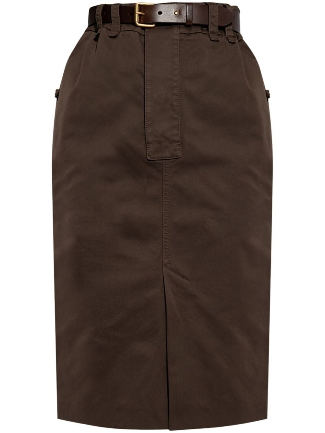 

Saint Laurent belted high-waisted skirt, коричневый
