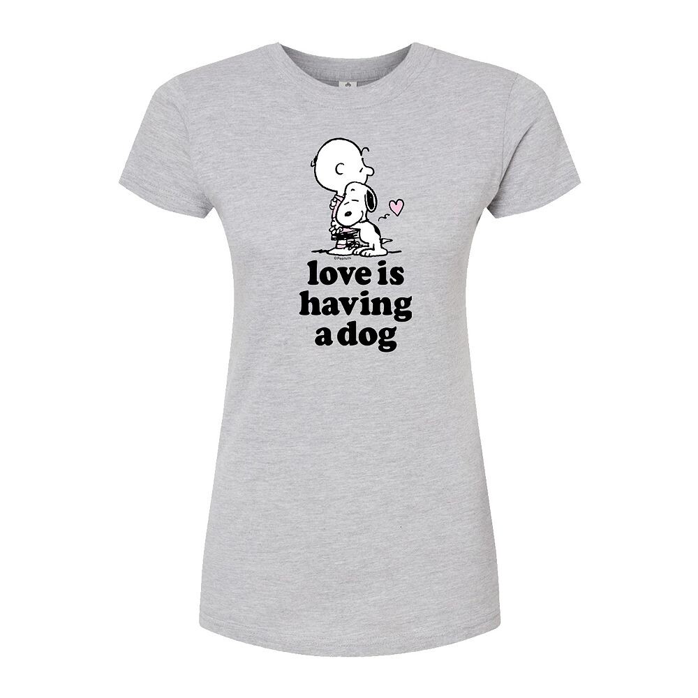 

Футболка с рисунком «Love Is Have A Dog» Peanuts для детей Juniors Licensed Character, серый