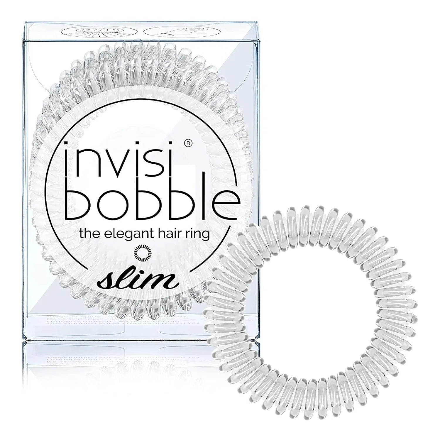 Тонкая прозрачная резинка для волос invisibobble Slim Crystal Clear, 3 штуки Invisibobble, Crystal Clear