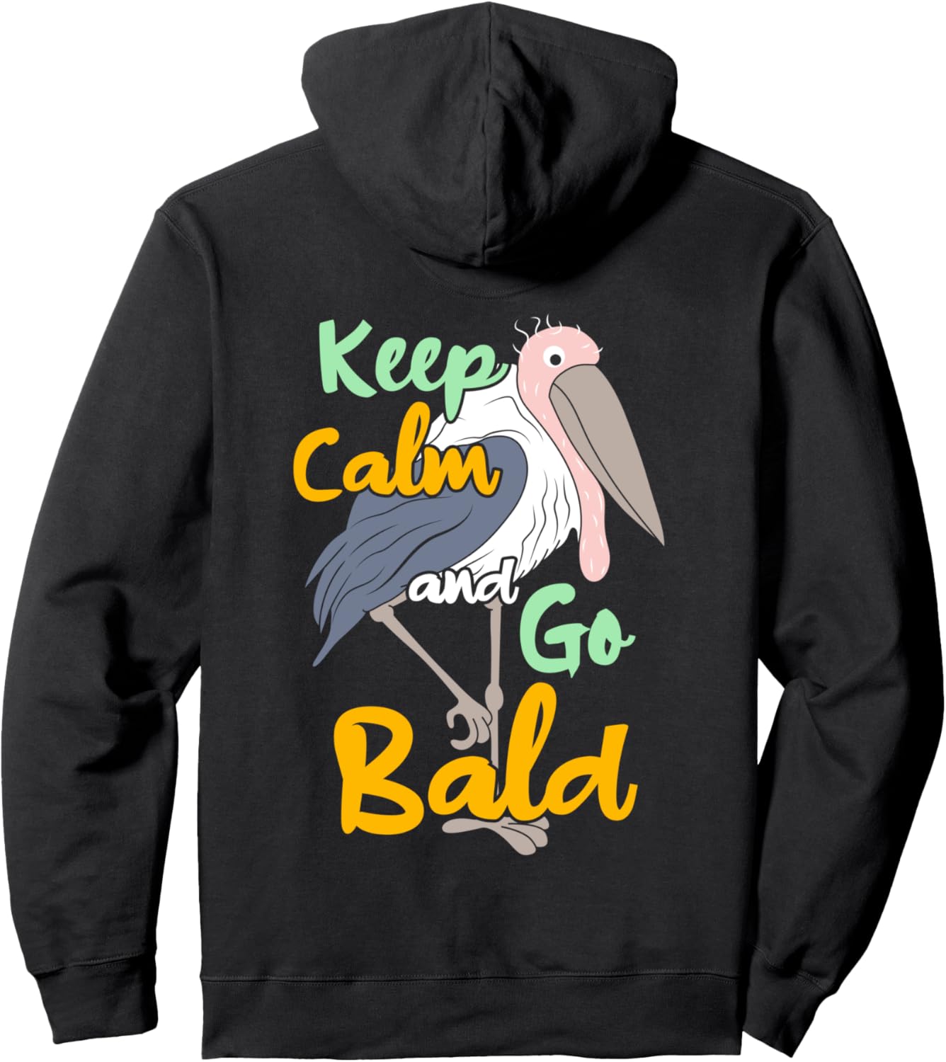 

Лысый мужчина, марабу, безволосый лысый, толстовка Funny Bald Marabu Bird Gray Hair, черный