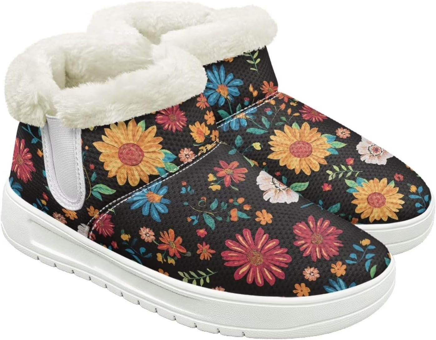 

Женские пушистые зимние сапоги для снега, утепленные флисом, удобные, теплые, водоотталкивающие, для женщин и мужчин Cugasmaru, Floral