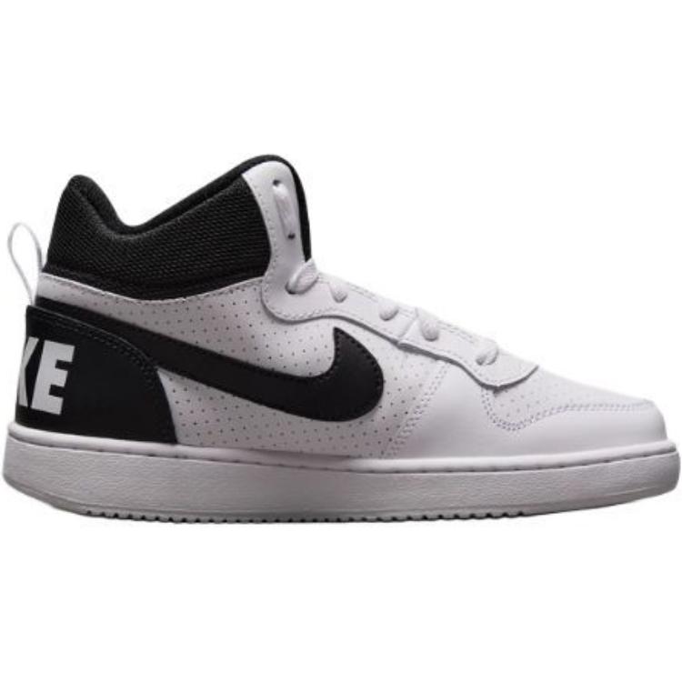 Nike Court Borough Устойчивые к истиранию амортизирующие кроссовки Mid Top для детей Белый Черный Подростки — фото 2