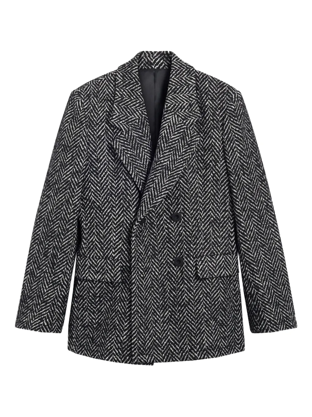 

Двубортный пиджак с елочкой Pence, черный