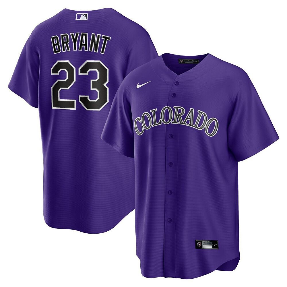 

Мужская футболка Nike Kris Bryant Purple Colorado Rockies Alternate Replica Player, цвет Rck Purple