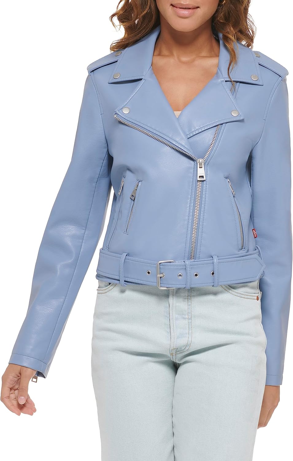 

Levi's Женская куртка-косуха из искусственной кожи с поясом, Country Blue