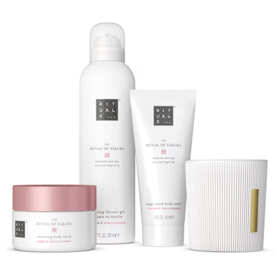 Rituals The Ritual Of Sakura Средний подарочный набор 2024 г.: Пенящийся гель для душа 200 мл. + Крем для тела 100мл. + Скраб для тела 125г. + Ароматизированный Ca — фото 2