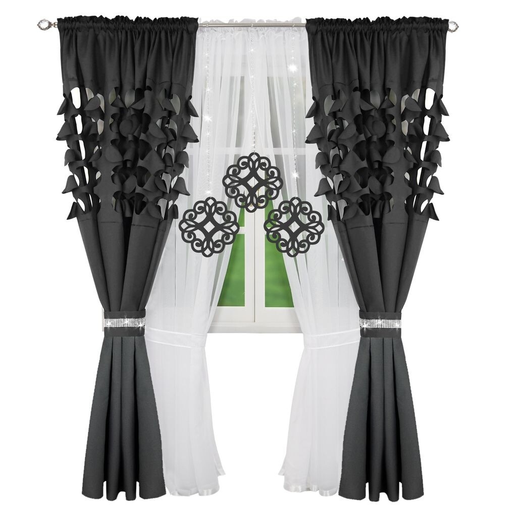 

Готовая штора LONG MODENA 400х250 Zirconia Laser, черный Drapella, темно-серый