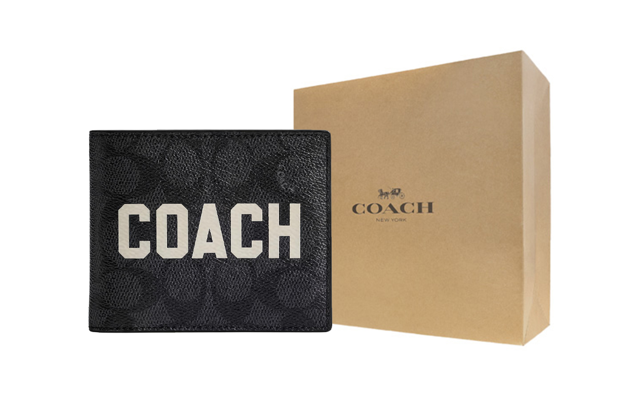 

COACH 3 в 1 кошелек Coated Canvas с кошельком из телячьей кожи Regular мужской многоцветный Anthracite
