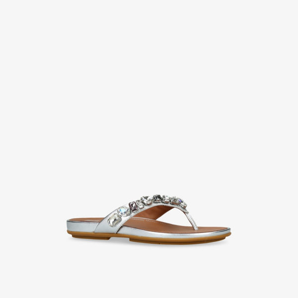 Босоножки Fitflop Gracie из металлизированной кожи с кристаллами, серебряный — фото 3