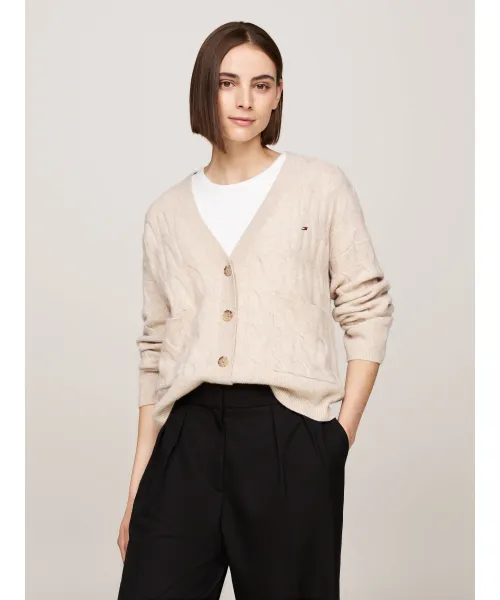 

Шерстяной кардиган Regular fit Tommy Hilfiger, бежевый