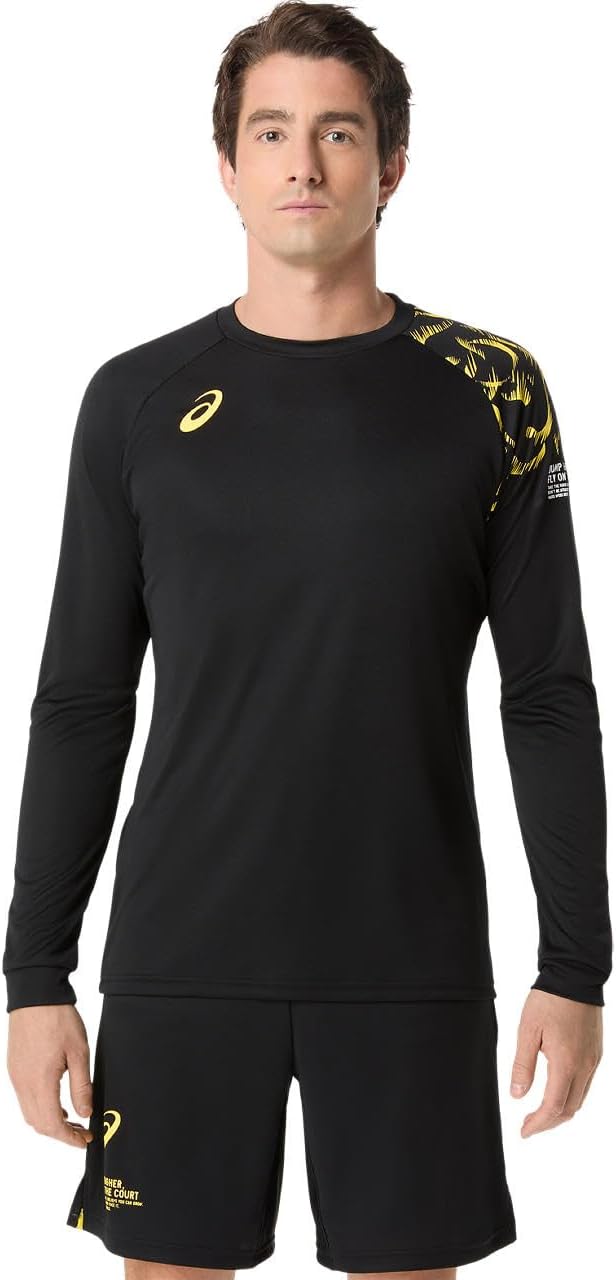 

Волейбольная футболка с длинным рукавом ASICS Topline Family, 2053A209, унисекс, для взрослых, черный/ярко-желтый