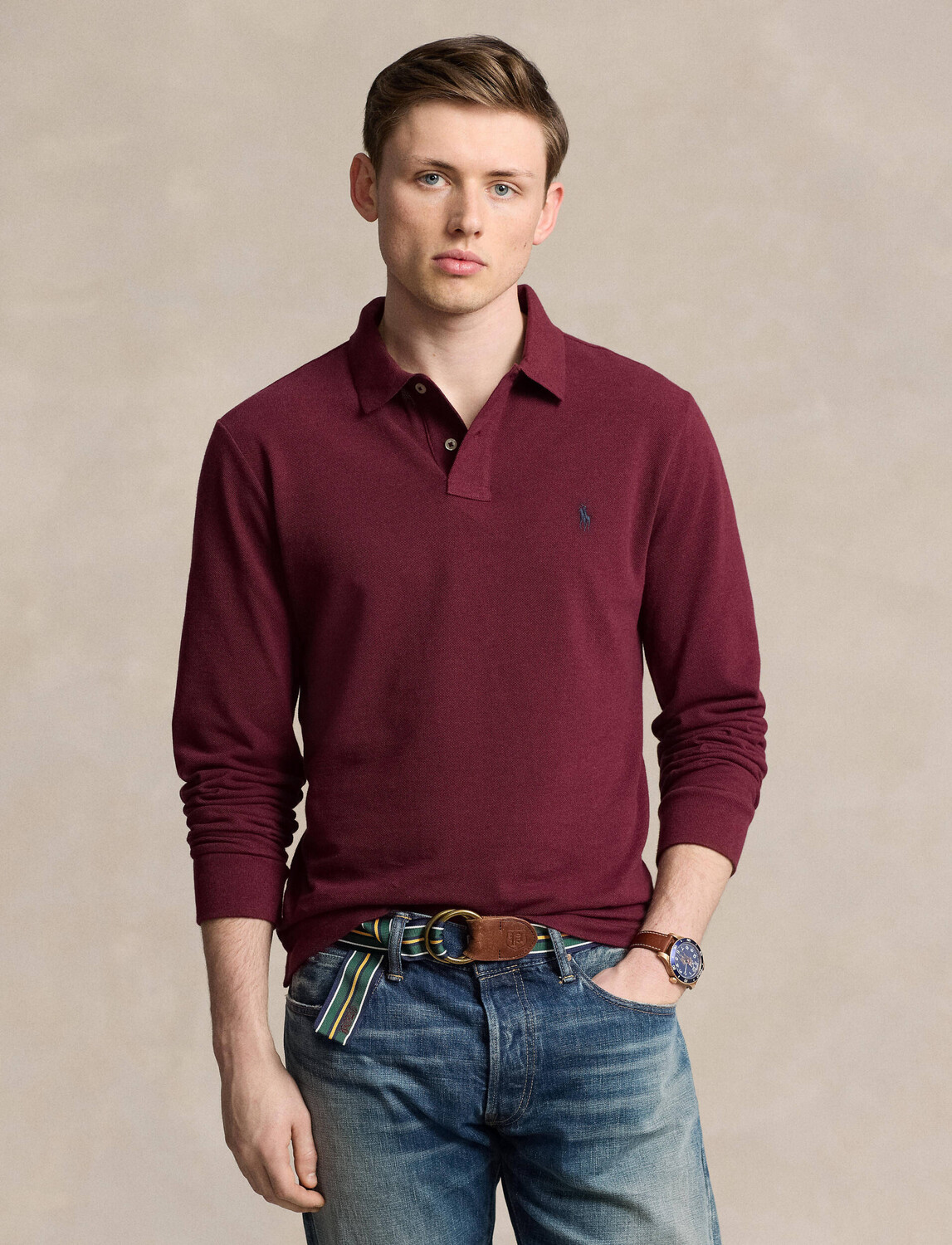 

Поло POLO RALPH LAUREN Custom slim fit, бордо