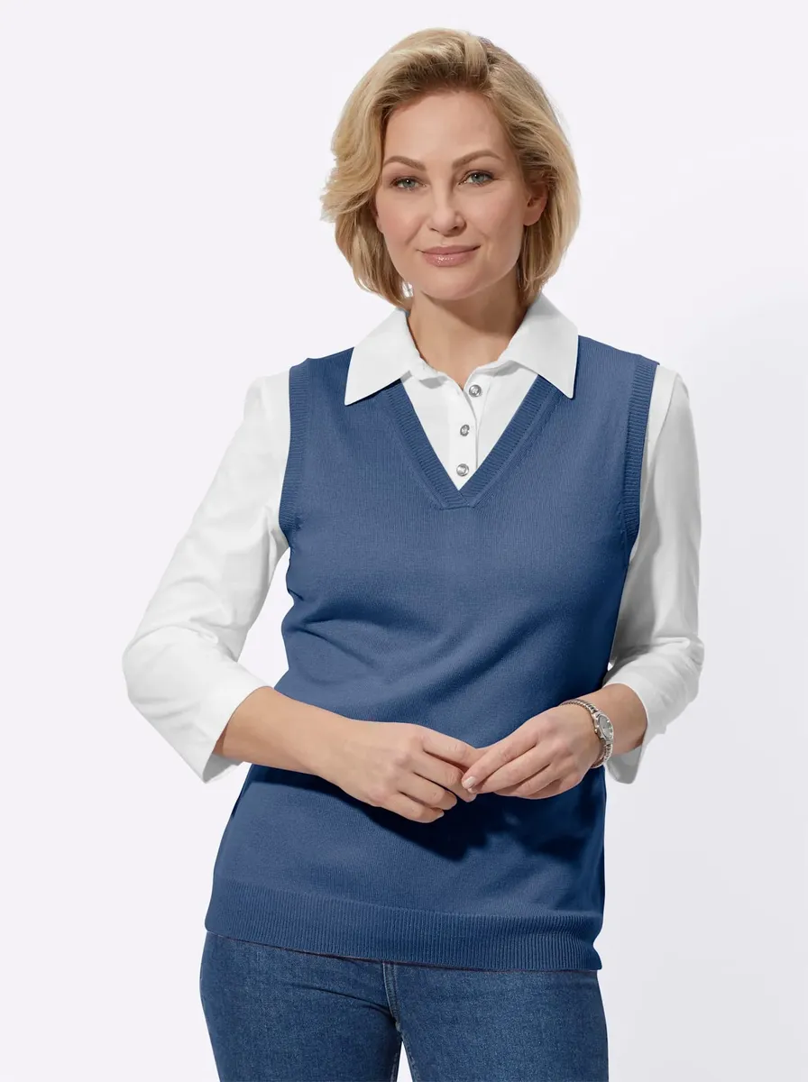 

Жилет-свитер Classic Basics "жилет-свитер", джинсовый
