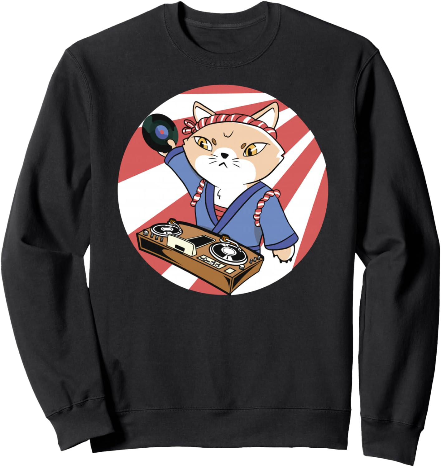 

Музыкальный диджей, проигрыватель виниловых пластинок, японская музыка, кот, толстовка Musical Music-Player Accessories Gifts Shirts, черный