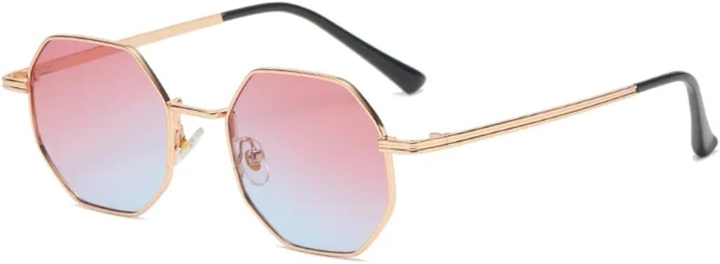 

Женские солнцезащитные очки, металлические солнцезащитные очки в винтажной оправе, мужские роскошные солнцезащитные очки с защитой от УФ-излучения UV400 TOIPASTN, Pink-blue-gold