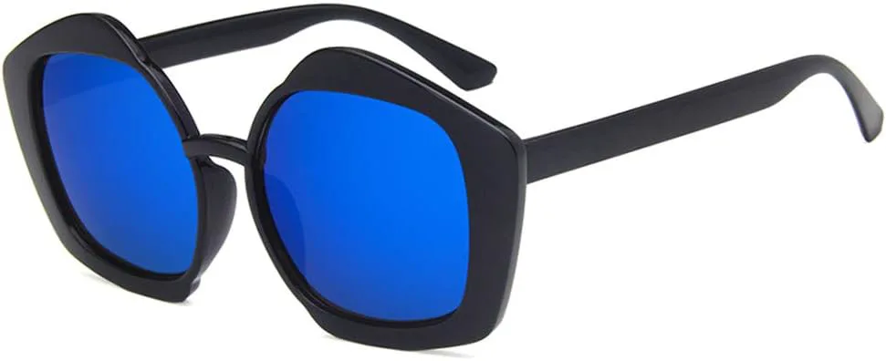 

Женские солнцезащитные очки Shiratori, модные, ярко-черные, серые, для отдыха, многоугольные, неполяризованные, с защитой от УФ-излучения UV400, Bright Black Blue