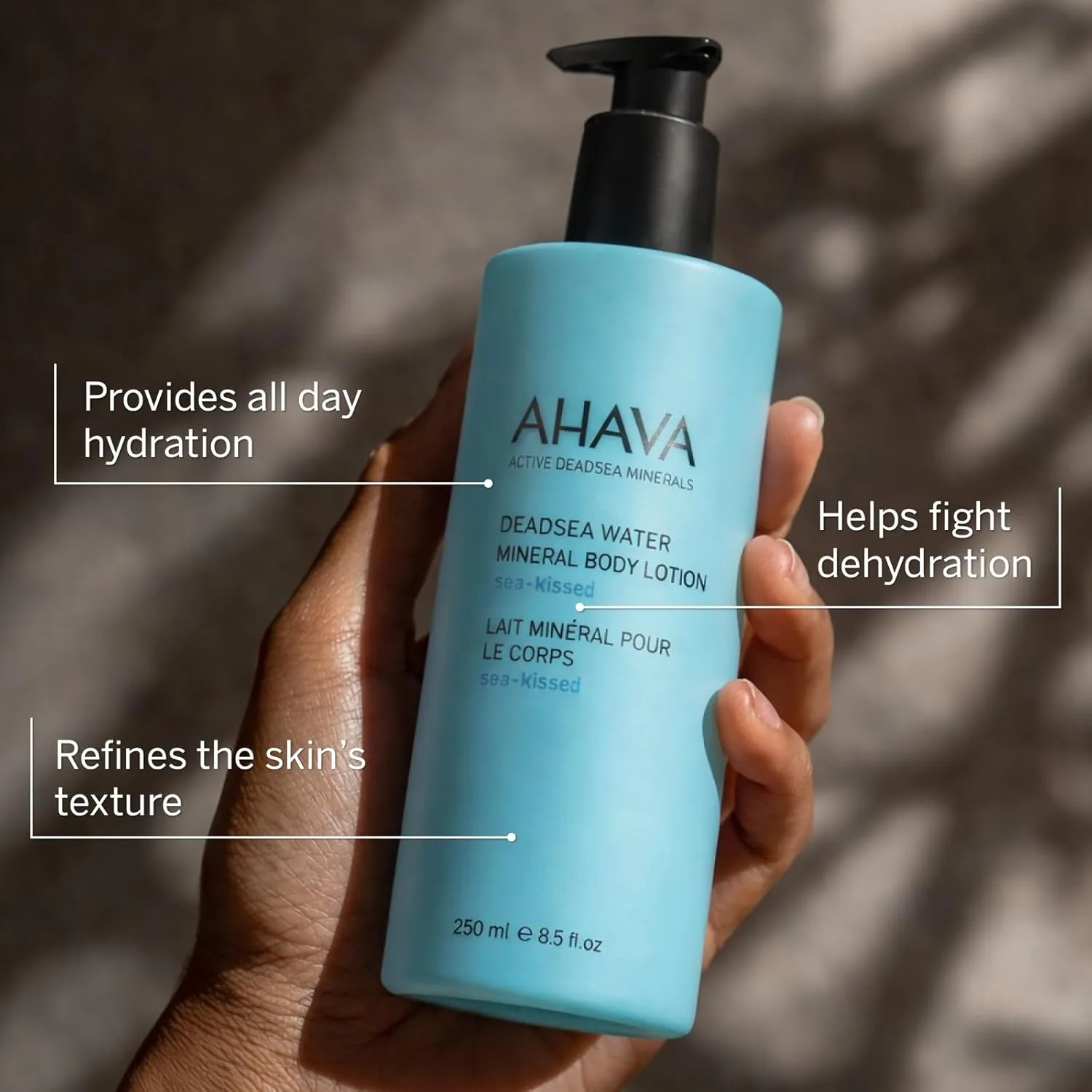 Набор для ухода за руками и телом AHAVA Sea-Kissed - крем для рук 100 мл и лосьон для тела 250 мл, обогащен минералами Мертвого моря, магнием и освежающим ароматом — фото 3