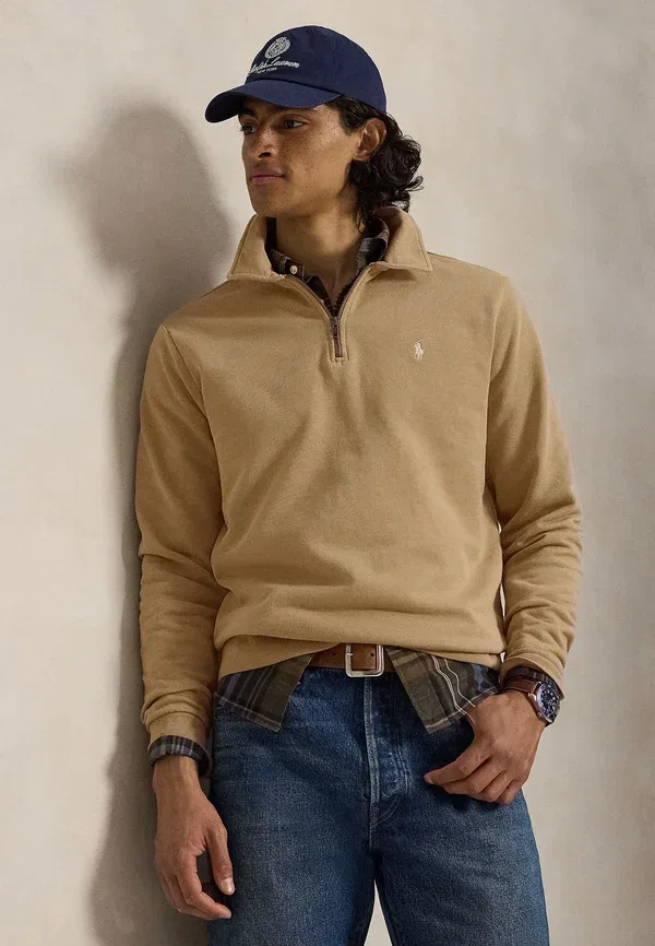Толстовка с четверть-застежкой Polo Ralph Lauren Loopback, цвет винтажный хаки