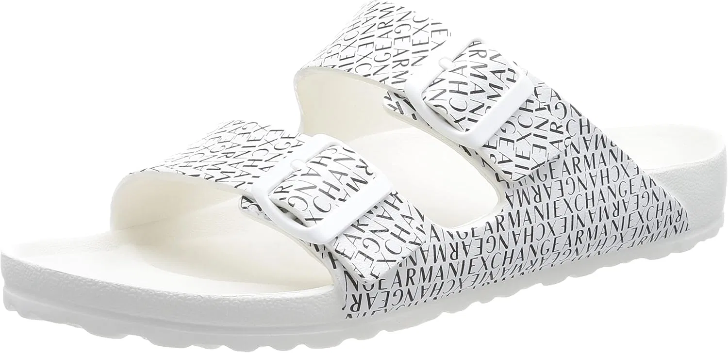 Сандалии Armani Exchange Herren с логотипом по всей поверхности, Optic White Black