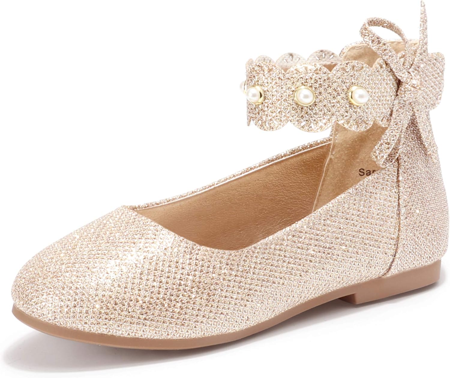 

Детские туфли PANDANINJIA для девочек, балетки Mary Jane с жемчугом, свадебные и праздничные туфли с цветами, на вечеринку, причастие, с ремешком на щиколотке для малышей, детей и подростков, золотой