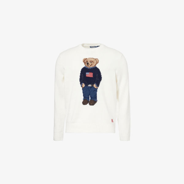 

Джемпер вязаный из смесового льна и хлопка с вышивкой Polo bear Polo Ralph Lauren, белый