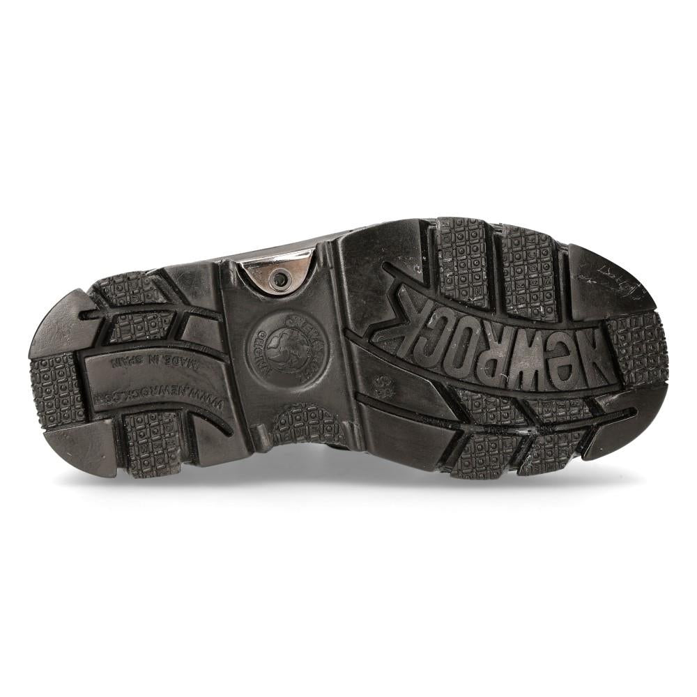 New Rock Unisex Металлик черная кожа готические техно ботинки M-215-S6 — фото 2