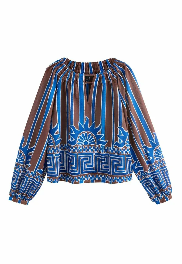 Топ с длинными рукавами и вырезом-лодочкой, стандартного кроя Next, Blue Brown Print