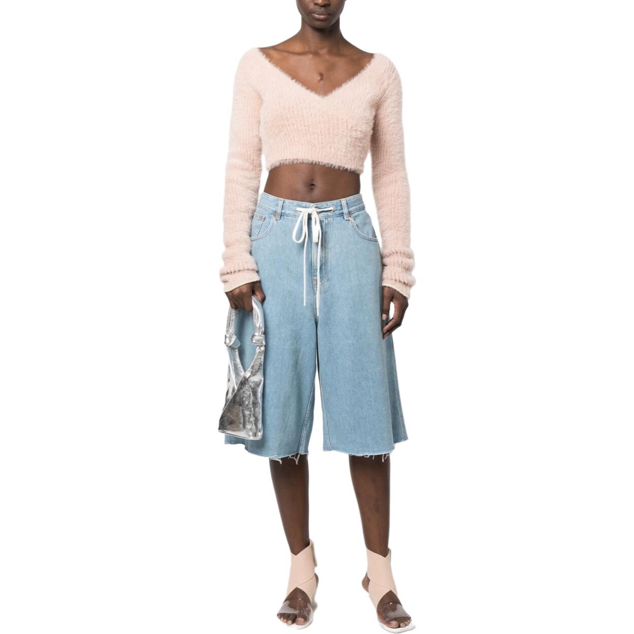 

Текстурированный трикотажный укороченный топ Mm6 Maison Margiela