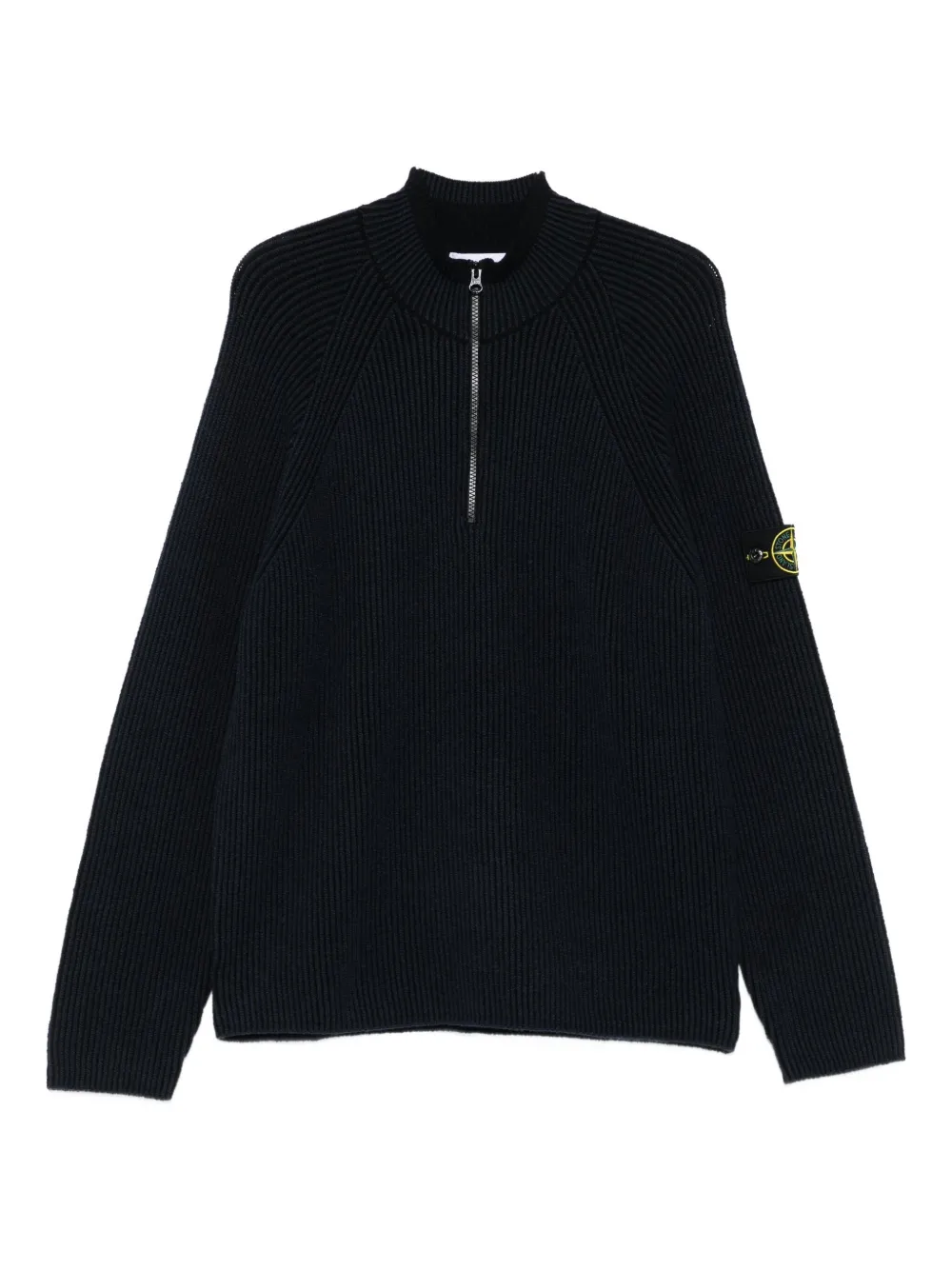 

Вязаный свитер с молнией на воротнике Stone Island, синий