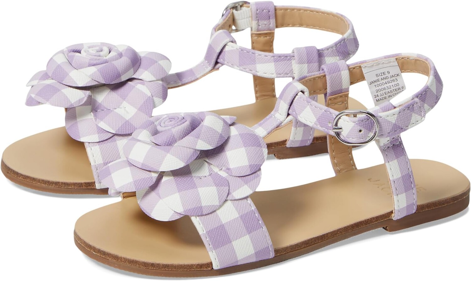 

Сандалии Janie and Jack Gingham Flower Sandal, цвет Multicolor
