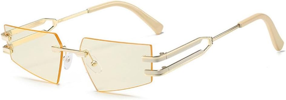 

Ретро-солнцезащитные очки без оправы для женщин и мужчин в стиле панк с металлическим покрытием, женские очки без оправы с защитой от УФ-излучения UV400, модные очки HHZZYVY, C5gold-lightbrown