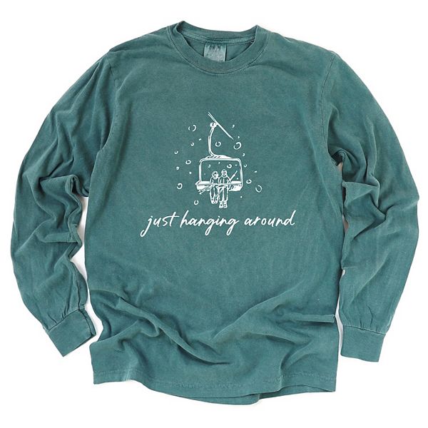 

Футболка с длинным рукавом и принтом Just hanging around ski lift Simply Sage Market, Blue Spruce