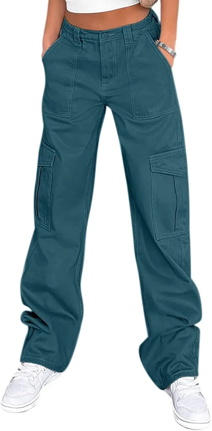 

Lepunuo Cargo Pants для женщин, высокие, мешковатые, с 6 карманами