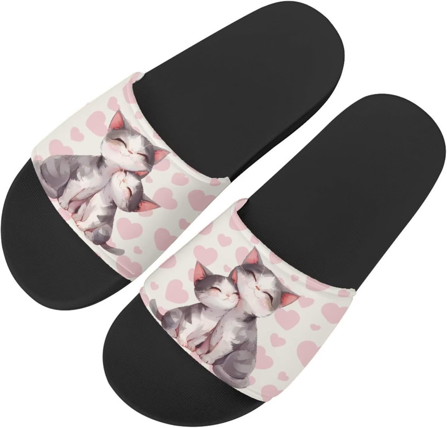

Женские сандалии с принтом кошки, удобные тапочки, повседневные сандалии для дома, летние домашние тапочки, для улицы и дома, противоскользящие Getelinseng, розовый
