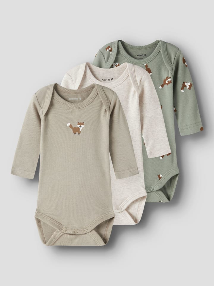 Name it Комплект из 3 боди с длинными рукавами NBMBODY 3P LS FOX в цвете «тень» — фото 3