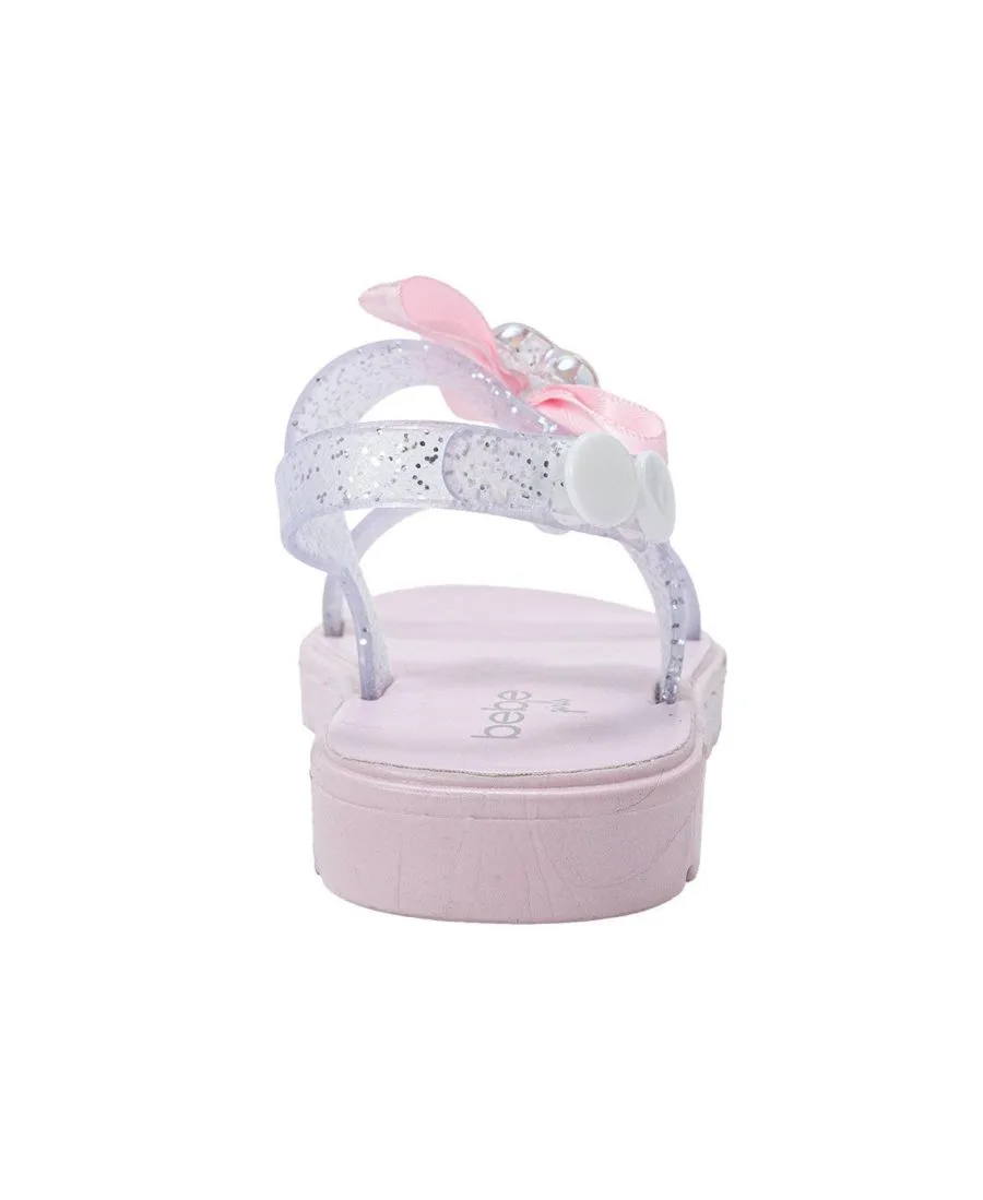 Детские сандалии PCU с бантиком и подвеской в виде сердечка Bebe, pastel розовый — фото 4