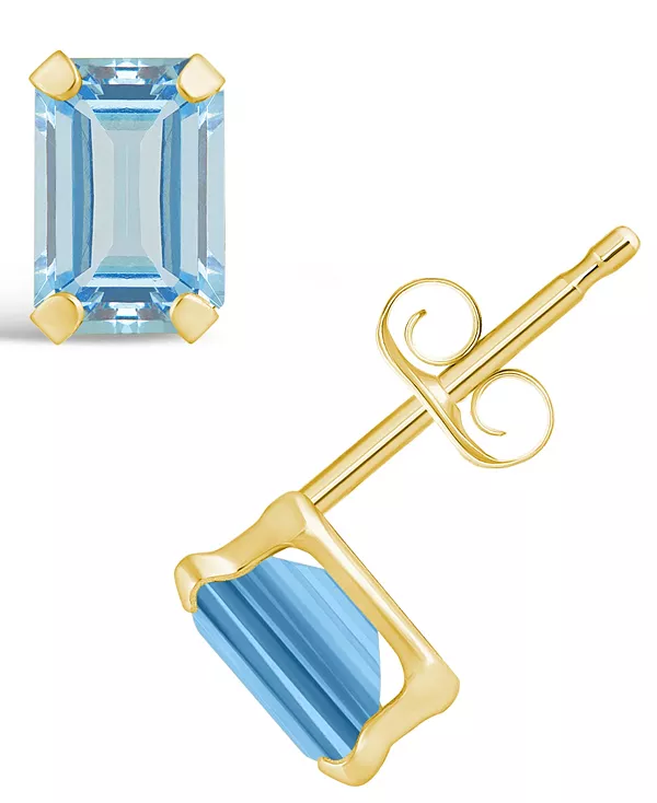 

Серьги-Гвоздики с драгоценными камнями из 10-каратного желтого золота Macy'S, aquamarine