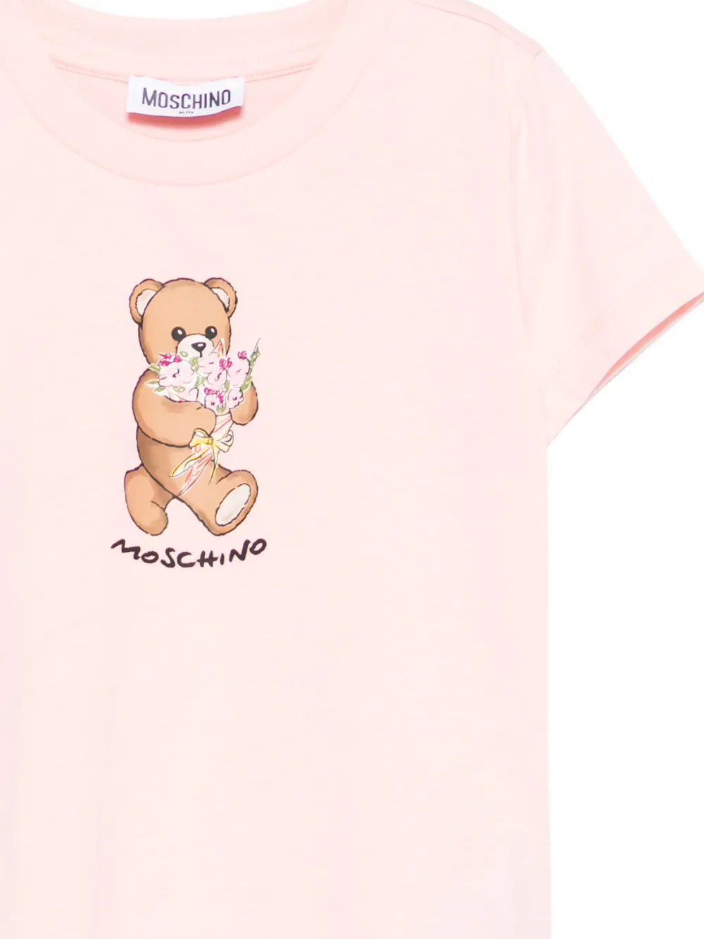 Футболка с мотивом мишки Moschino Kids, розовый — фото 3