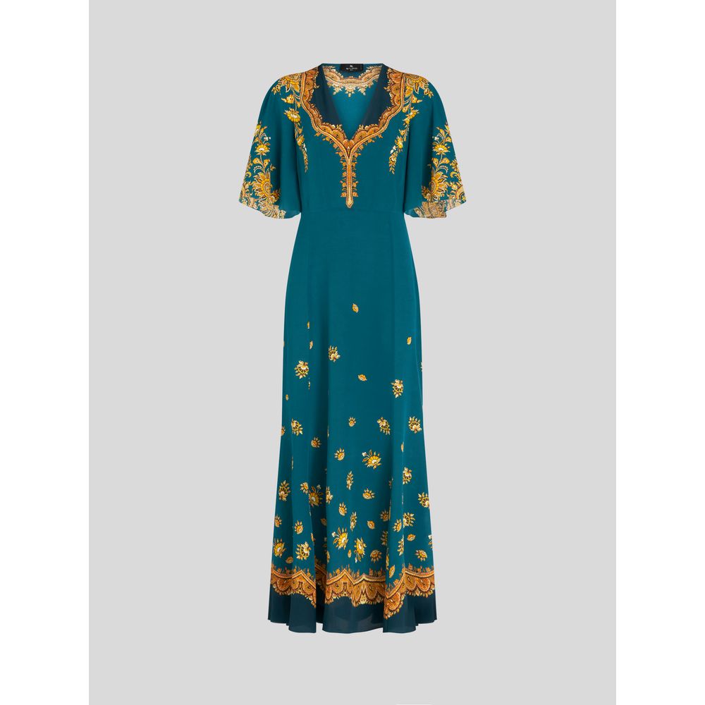 

ДЛИННОЕ ПЛАТЬЕ ИЗ КРЕПДЕ ШИНА С ПЕЙСЛИ ETRO, зеленый