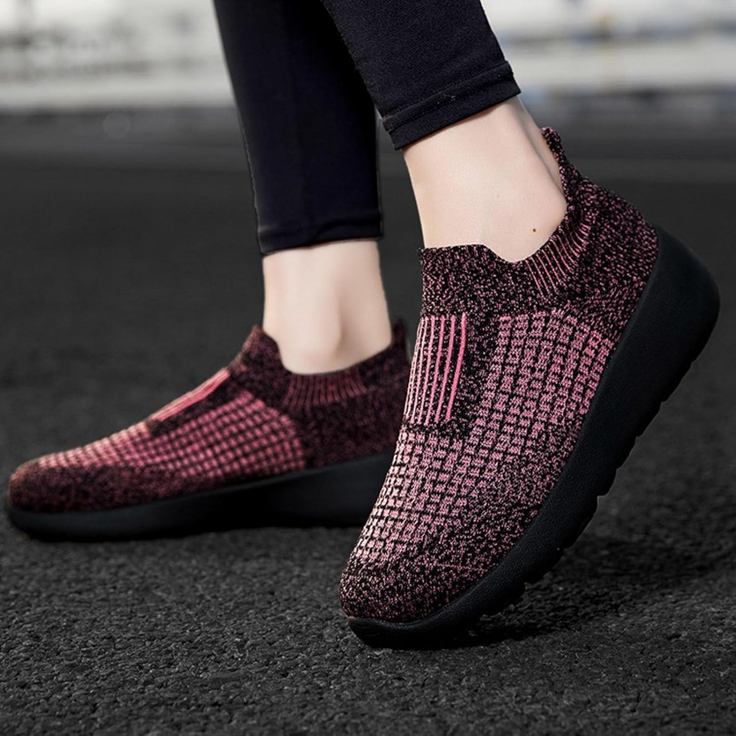 Мужские кроссовки IWIHMIV Slip On для ходьбы, тенниса и бега, легкие, дышащие, повседневные и для тренировок, розовый — фото 3