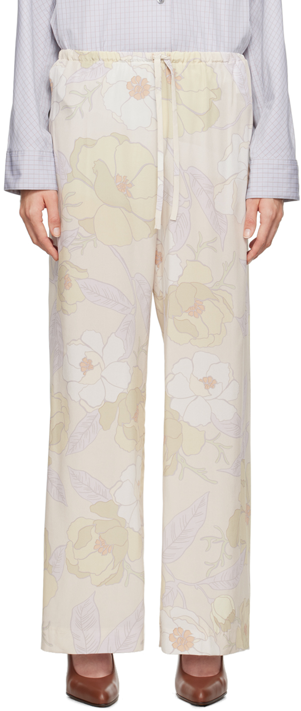 

Брюки из шелка цвета «Off-White» Dries Van Noten
