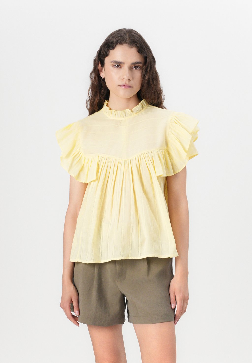 

Блуза ONLHEIKE FRILL O NECK ONLY, светло-желтый
