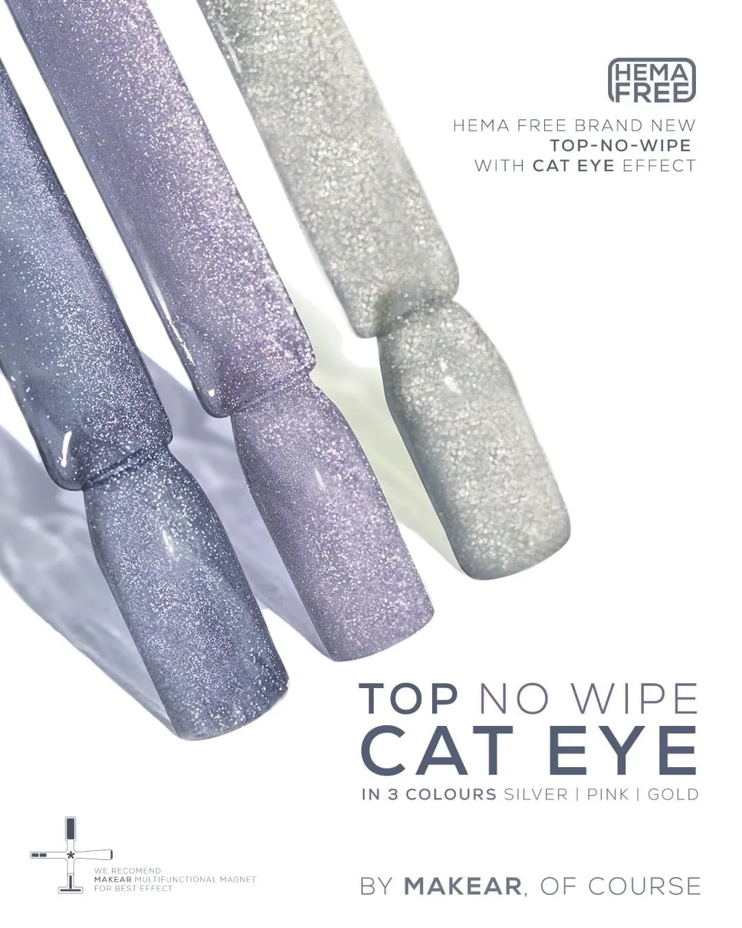 Магнитный топ для гель-лака «Cat Eye Pink» 8 мл от MAKEAR Makear, Pink — фото 3