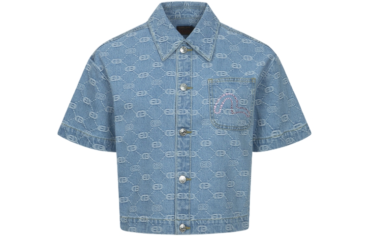 

Футболка женская джинсовая синяя с принтом EVISU