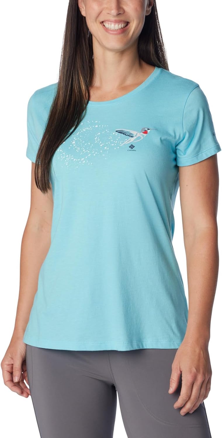 

Columbia Womens Daisy Days футболка с коротким рукавом и принтом, Aquamarine Heather/Fancy Flyer, Синий, Columbia Womens Daisy Days футболка с коротким рукавом и принтом, Aquamarine Heather/Fancy Flyer