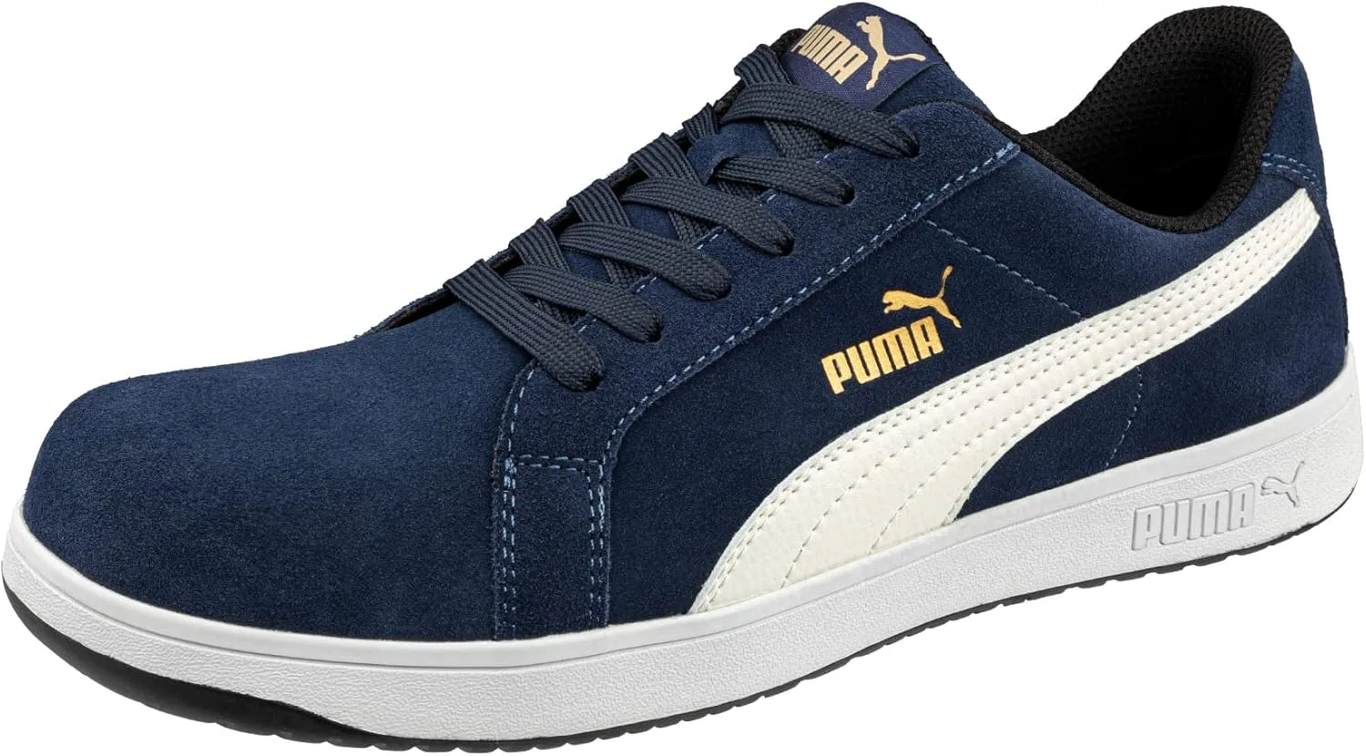 Защитные кроссовки PUMA Safety Iconic Low S1PL ESD FO HRO SR унисекс с нескользящим верхом из стекловолокна без металлических вставок, темно-синий