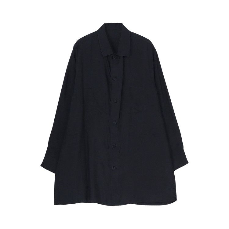 

Блуза Yohji Yamamoto Pour Homme Open Collar Shoulder Pleated Blouse, Black