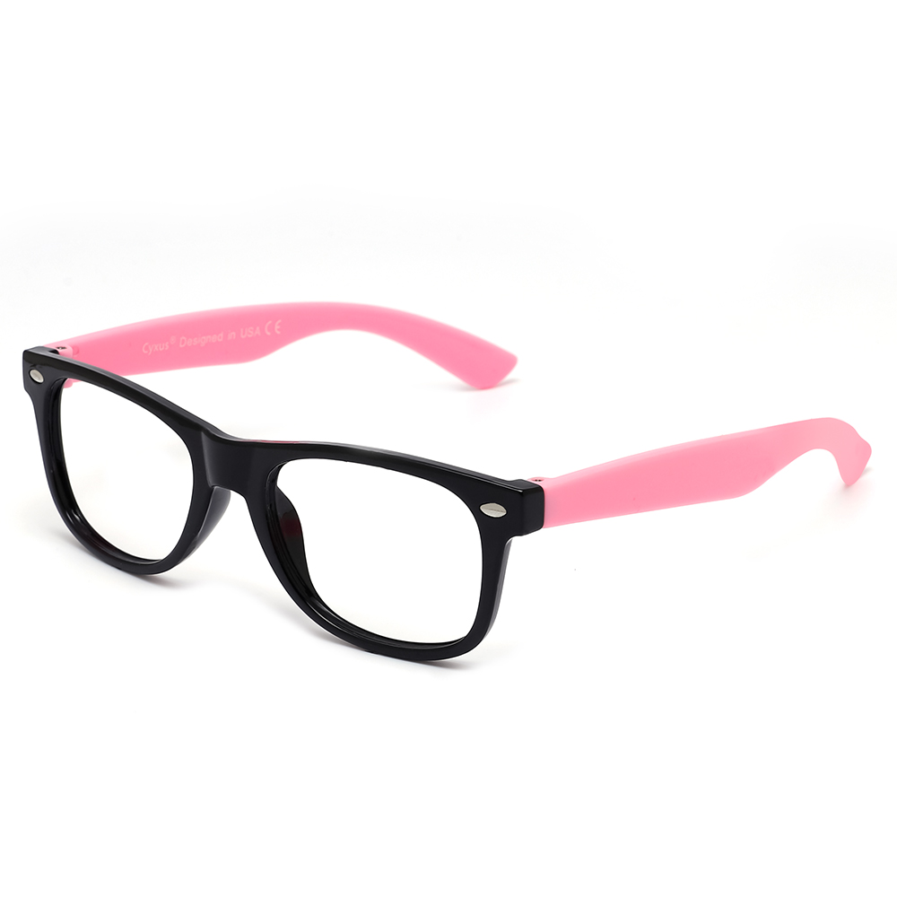 

CYXUS Овальная оправа для очков детская литая, Black frame with pink temples T17