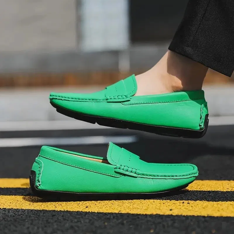Лоферы кожаные мужские Penny Driving, Green SayfuR — фото 2